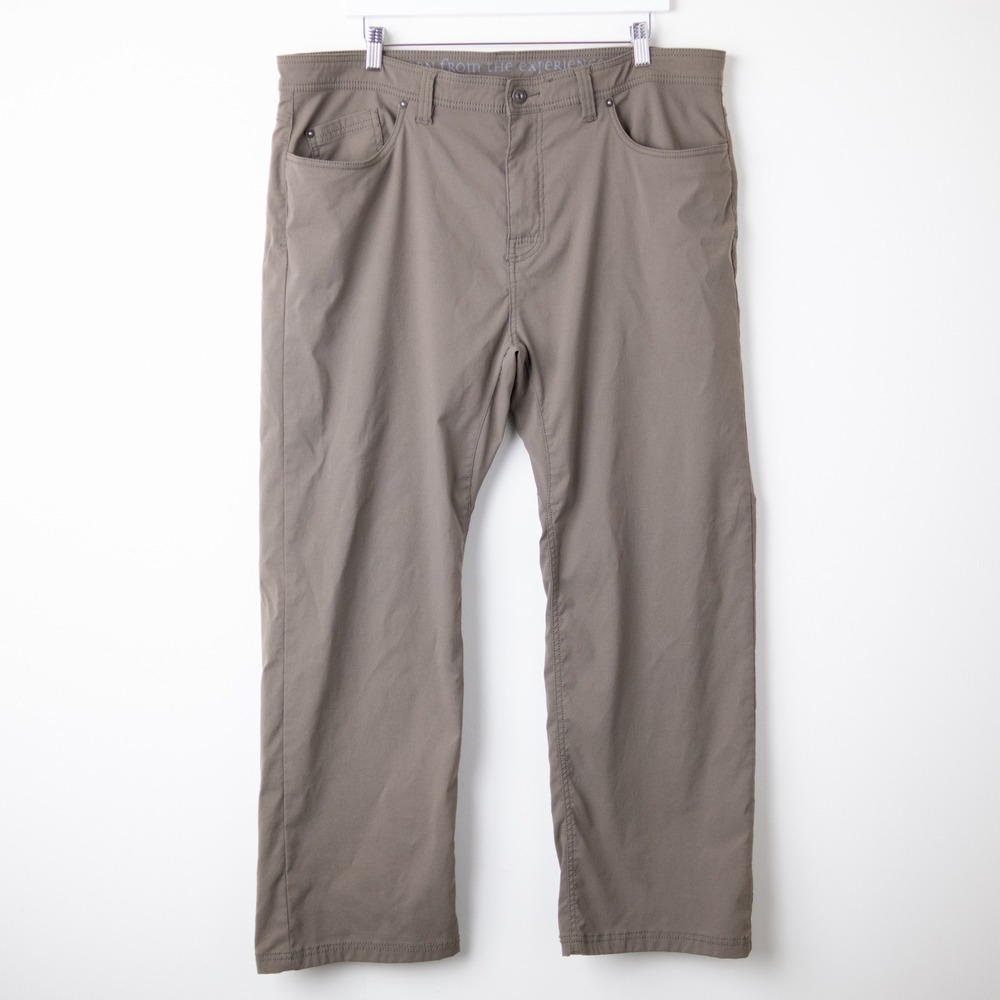 prAna Stretch Pocket Slim Pant Pants Mens 40x30 Brown Cargo Hiking Roll Up